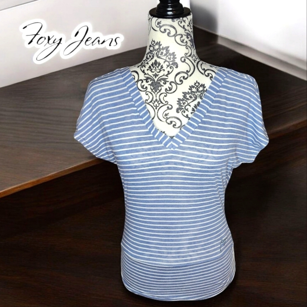 FOXY Stripped T-Shirt With Open Back- XSmall